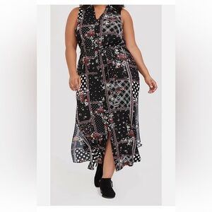 Torrid Patchwork Challis Maxi Shirt Dress